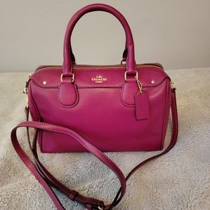 Coach Mini Bennet Satchel Genuine Leather Hyacinth Color w/Crossbody Strap,